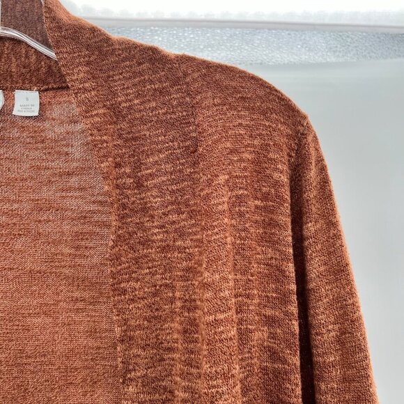 Relativity Women's Open Front Cardigan Long Roll Tab Sleeve Rust Size Small - Picture 4 of 9